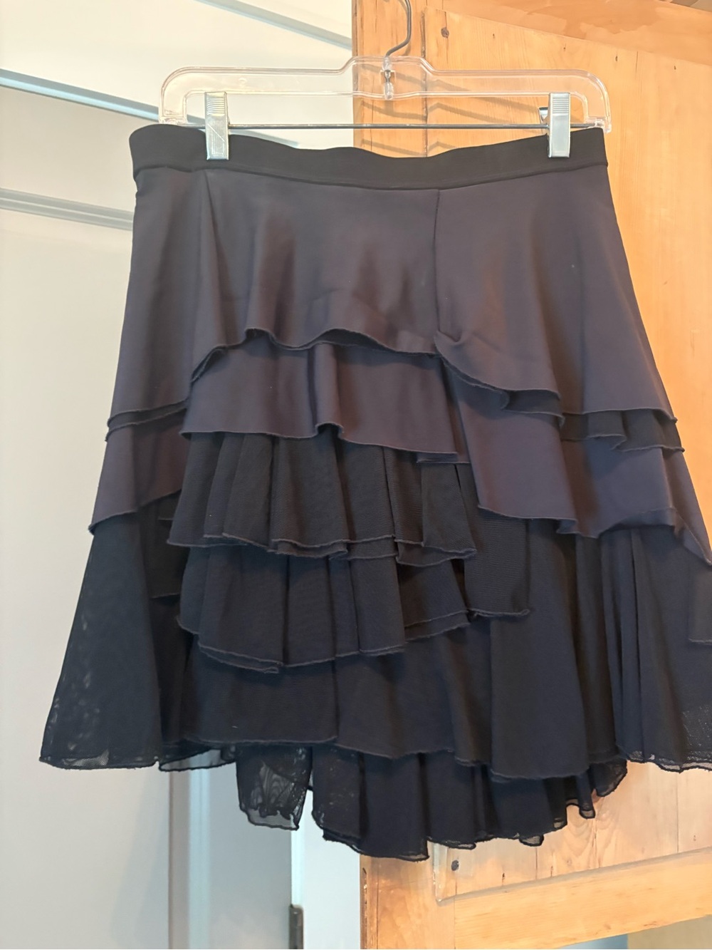 Women's Black Layered Ruffle Skirt - Flowy Circle Skater Style
